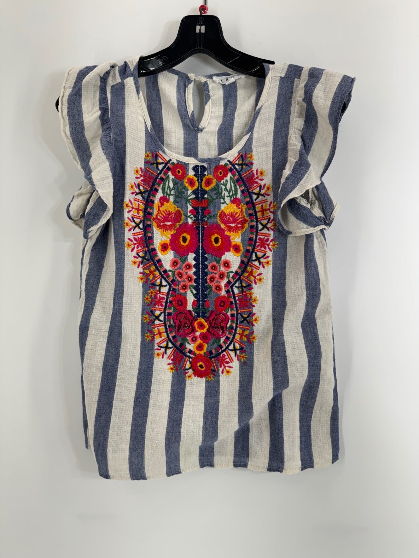 THML Cream/Blue Embroidered Top