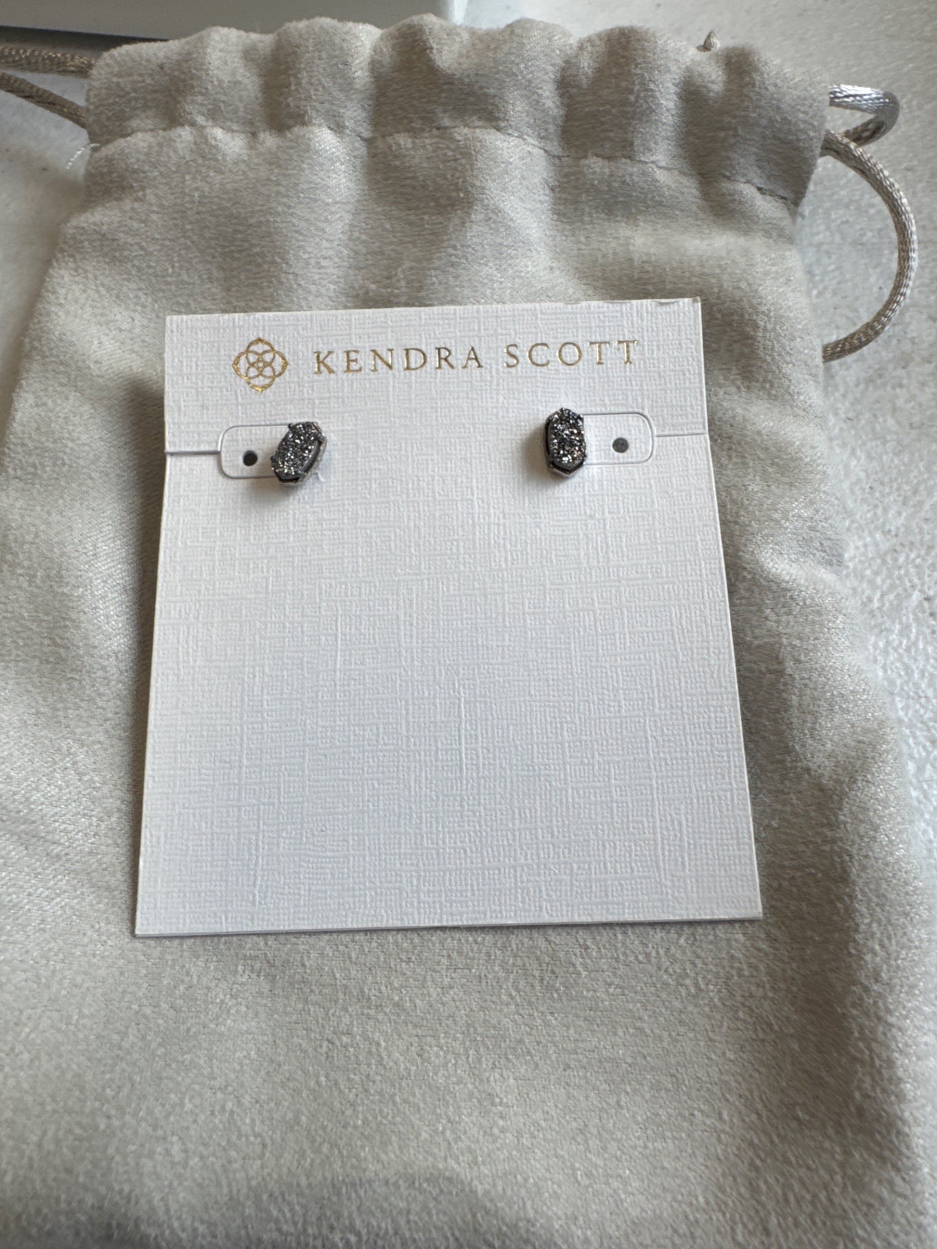 Kendra Scott Stud Earrings Gray Druzy One Size Silver Tone