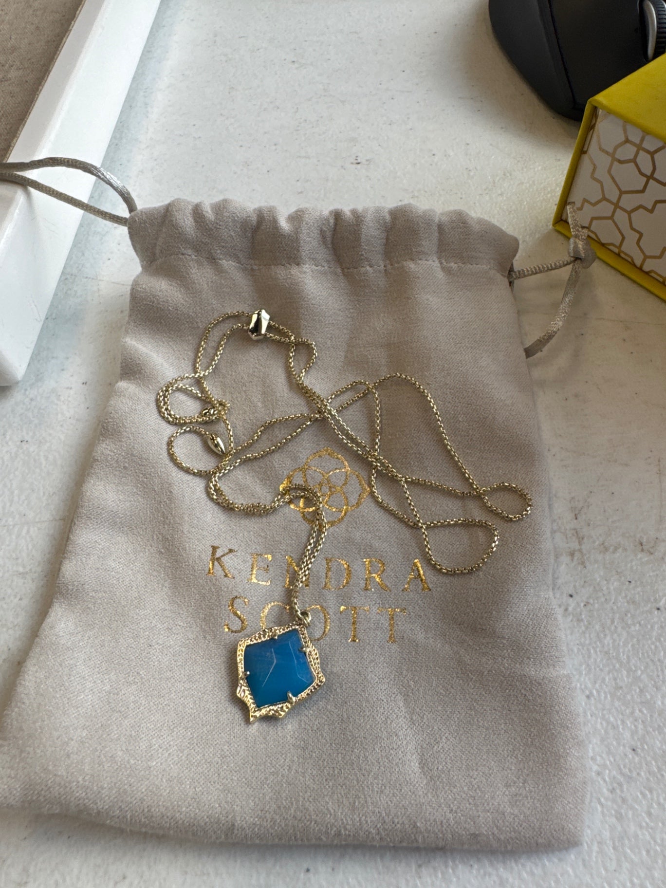 Kendra Scott Gold Blue Pendant Necklace