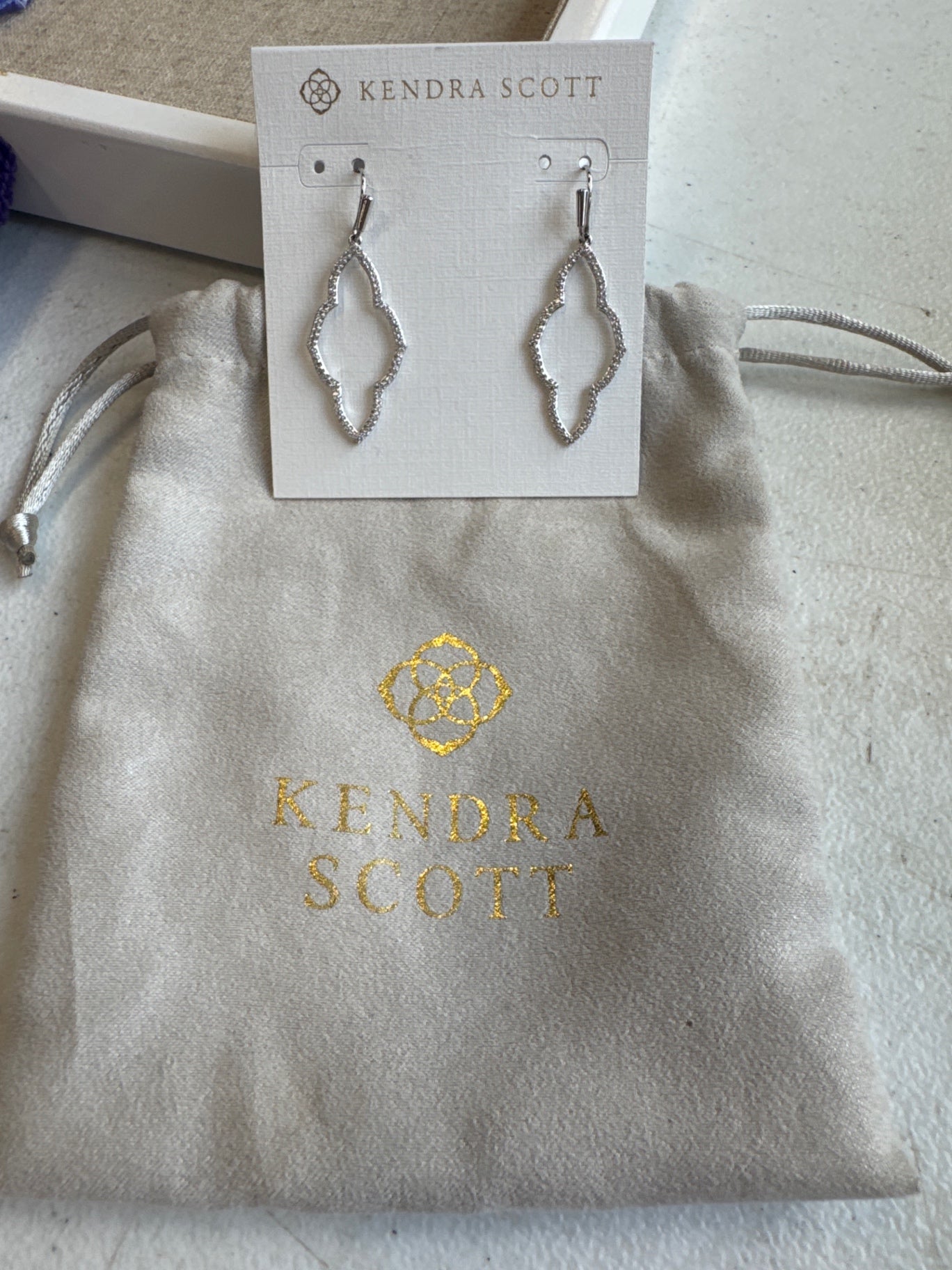 Kendra Scott Crystal Drop Earrings Silver Tone