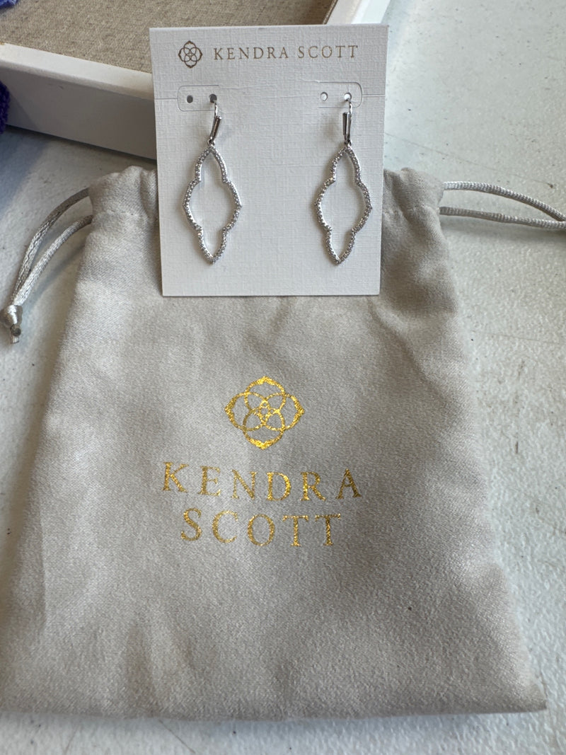 Kendra Scott Crystal Drop Earrings Silver Tone