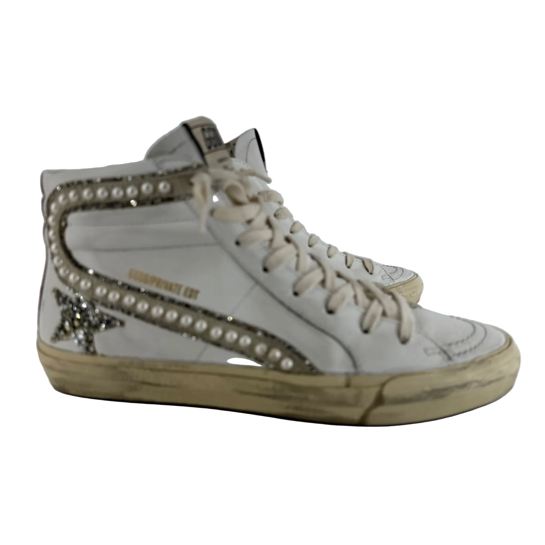 Golden Goose Slide High Top w/ Pearls Size 38/8