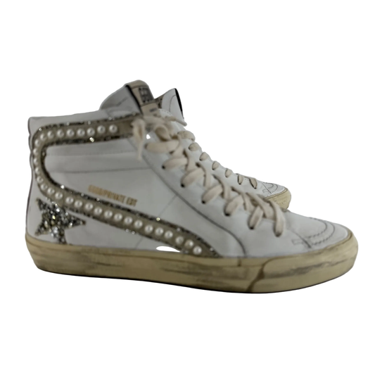 Golden Goose Slide High Top w/ Pearls Size 38/8