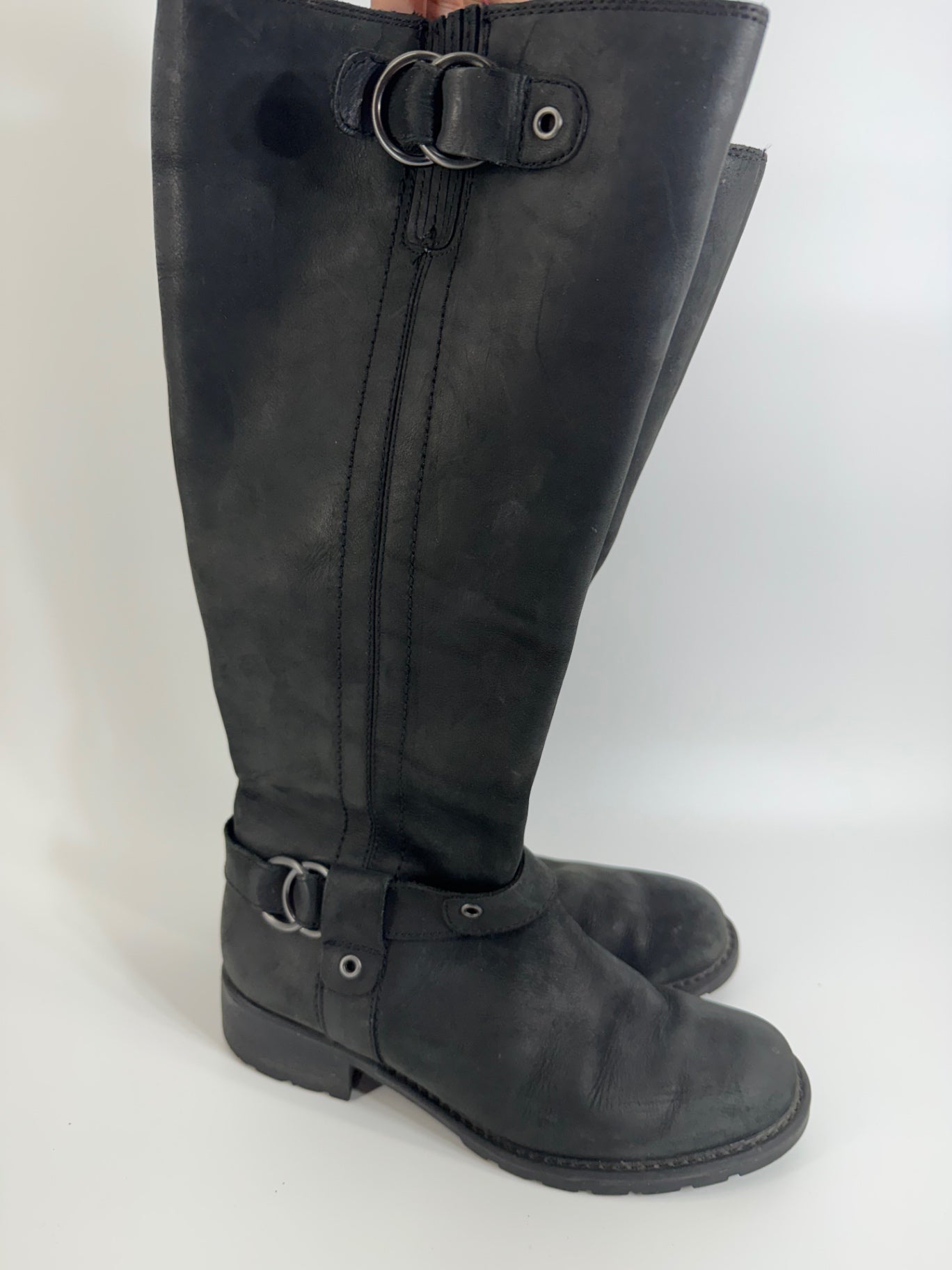 Clarks Black Leather Knee High Boots
