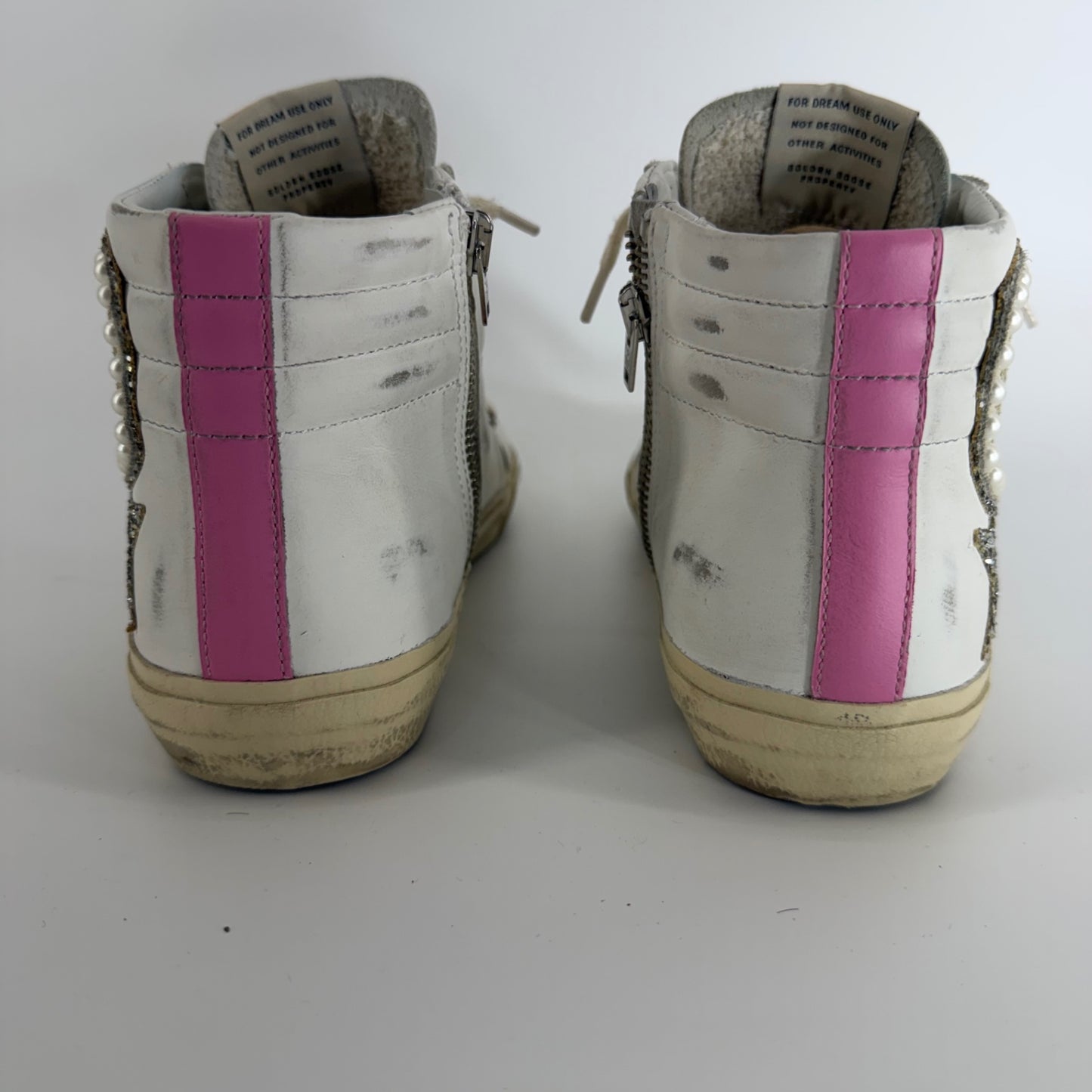 Golden Goose Slide High Top w/ Pearls Size 38/8