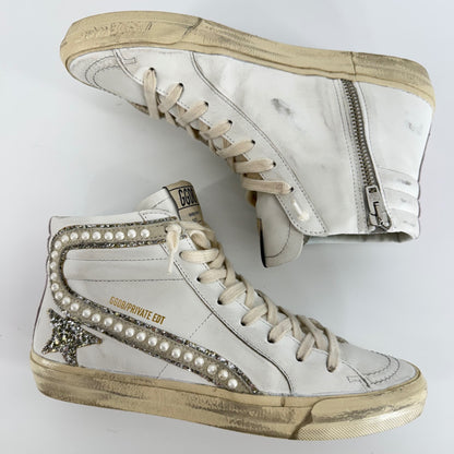 Golden Goose Slide High Top w/ Pearls Size 38/8