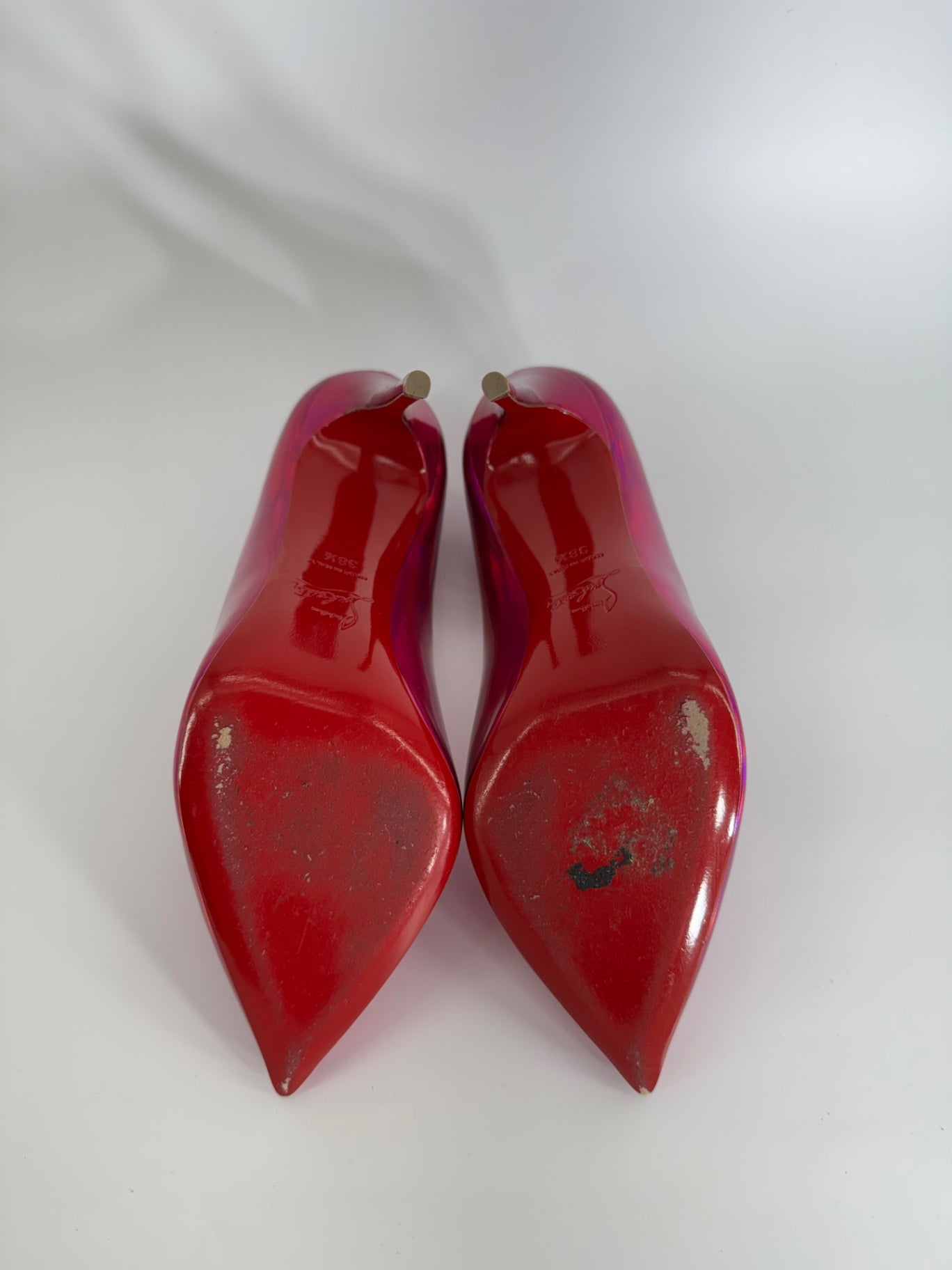 Christian Louboutin So Kate Pink Hologram Heels Size 38.5 / 8