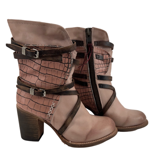 Freebird - Baker Ankle Boots Leather Cutout Straps Pink/Brown Size 8