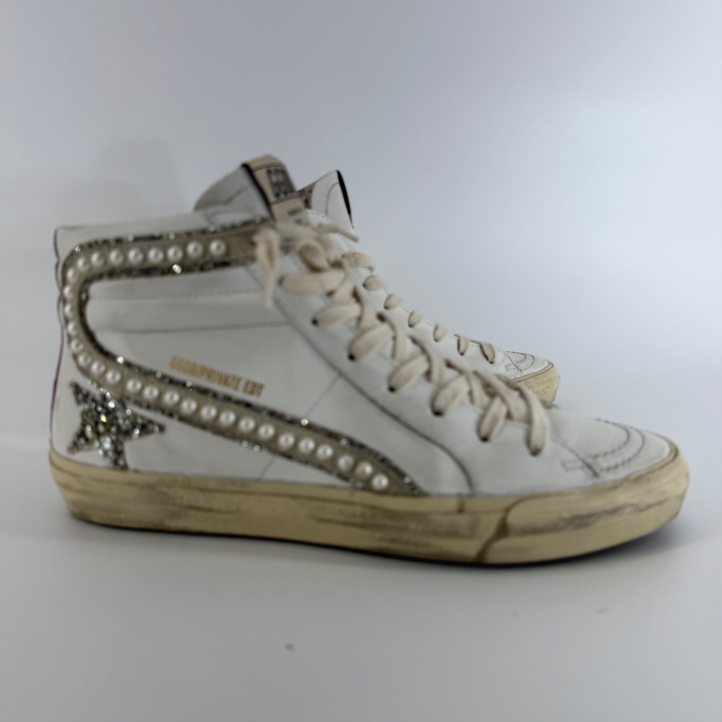 Golden Goose Slide High Top w/ Pearls Size 38/8