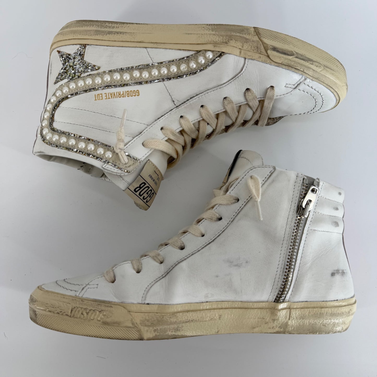 Golden Goose Slide High Top w/ Pearls Size 38/8