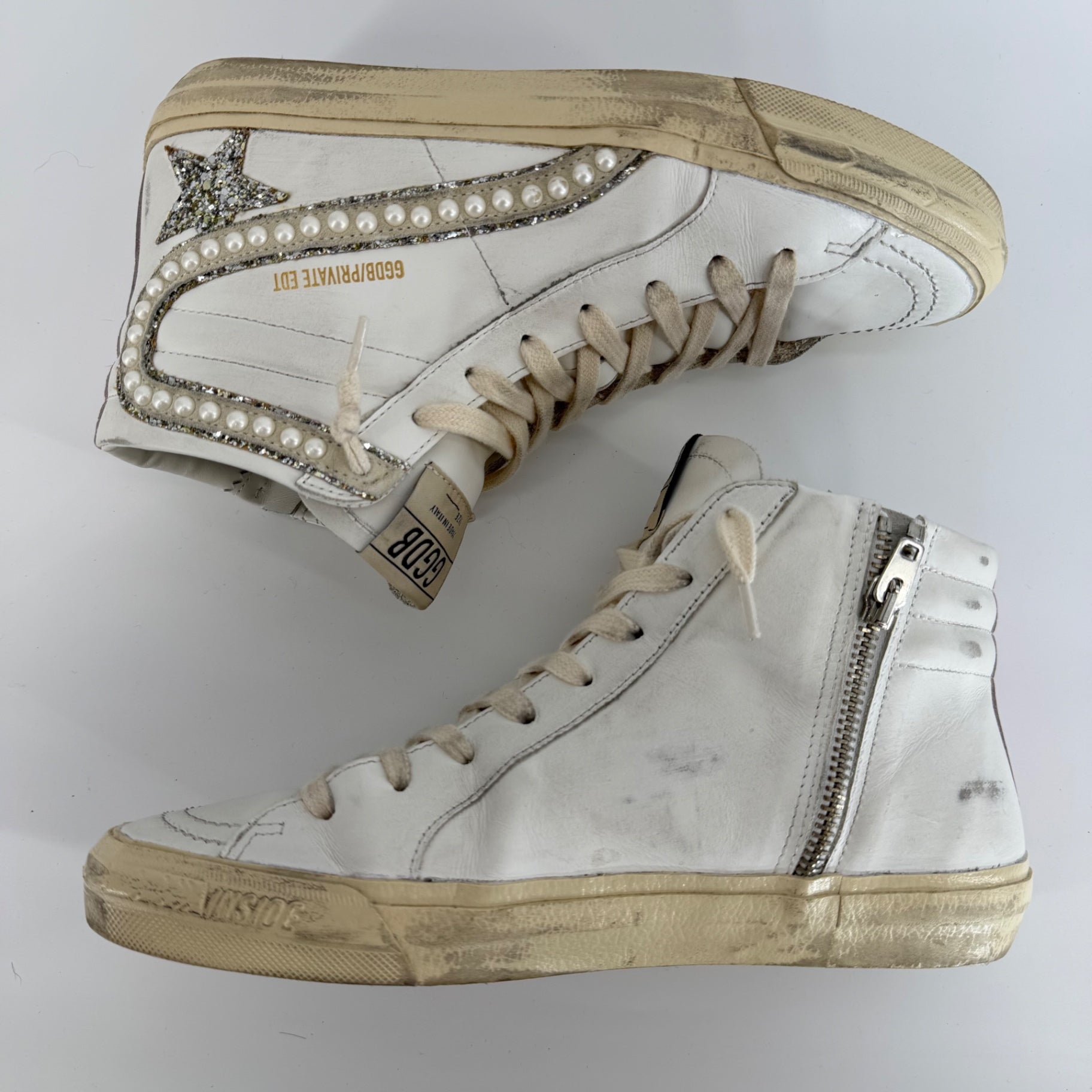 Golden Goose Slide High Top w/ Pearls Size 38/8