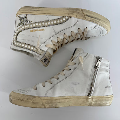 Golden Goose Slide High Top w/ Pearls Size 38/8