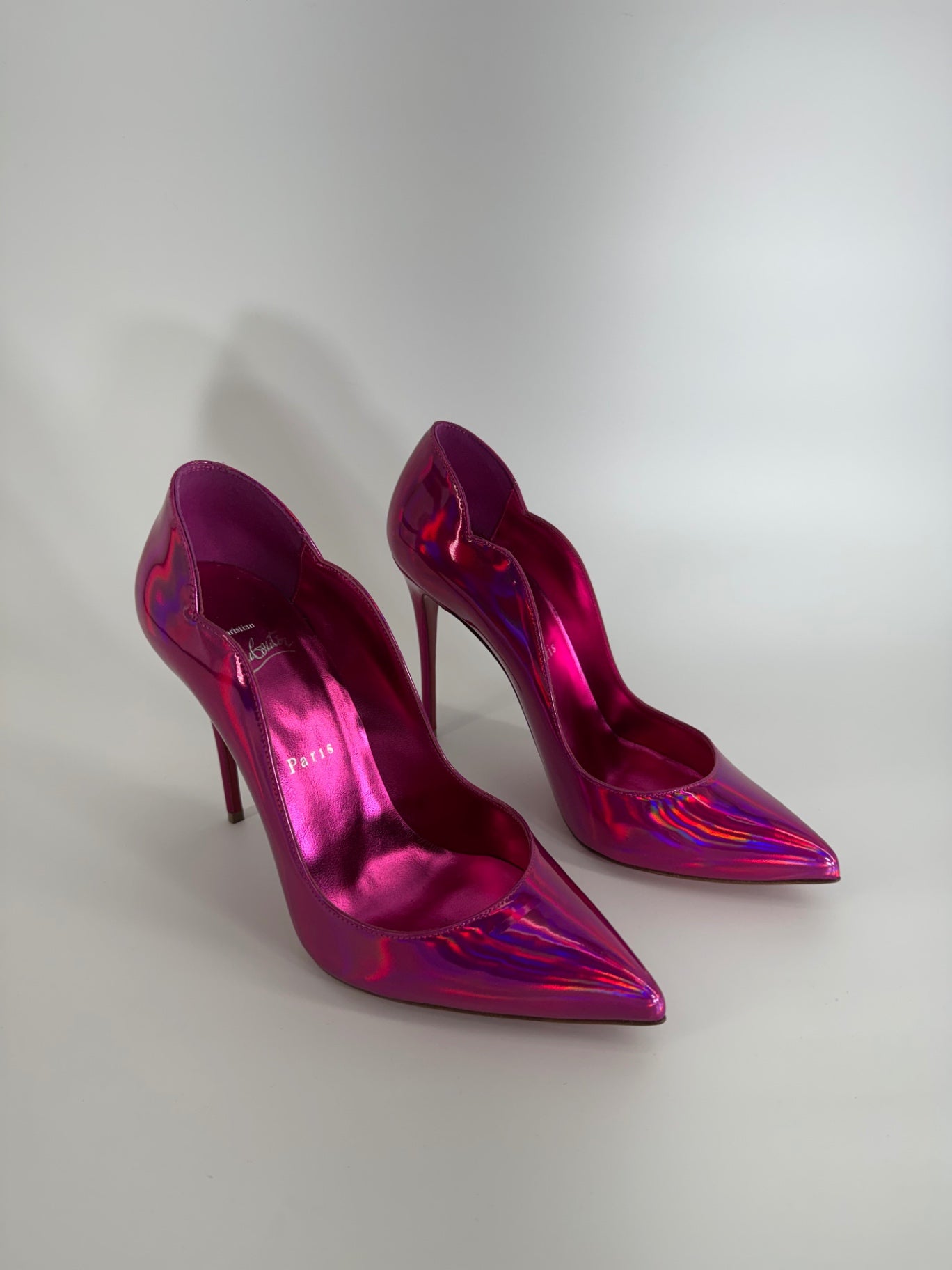Christian Louboutin So Kate Pink Hologram Heels Size 38.5 / 8
