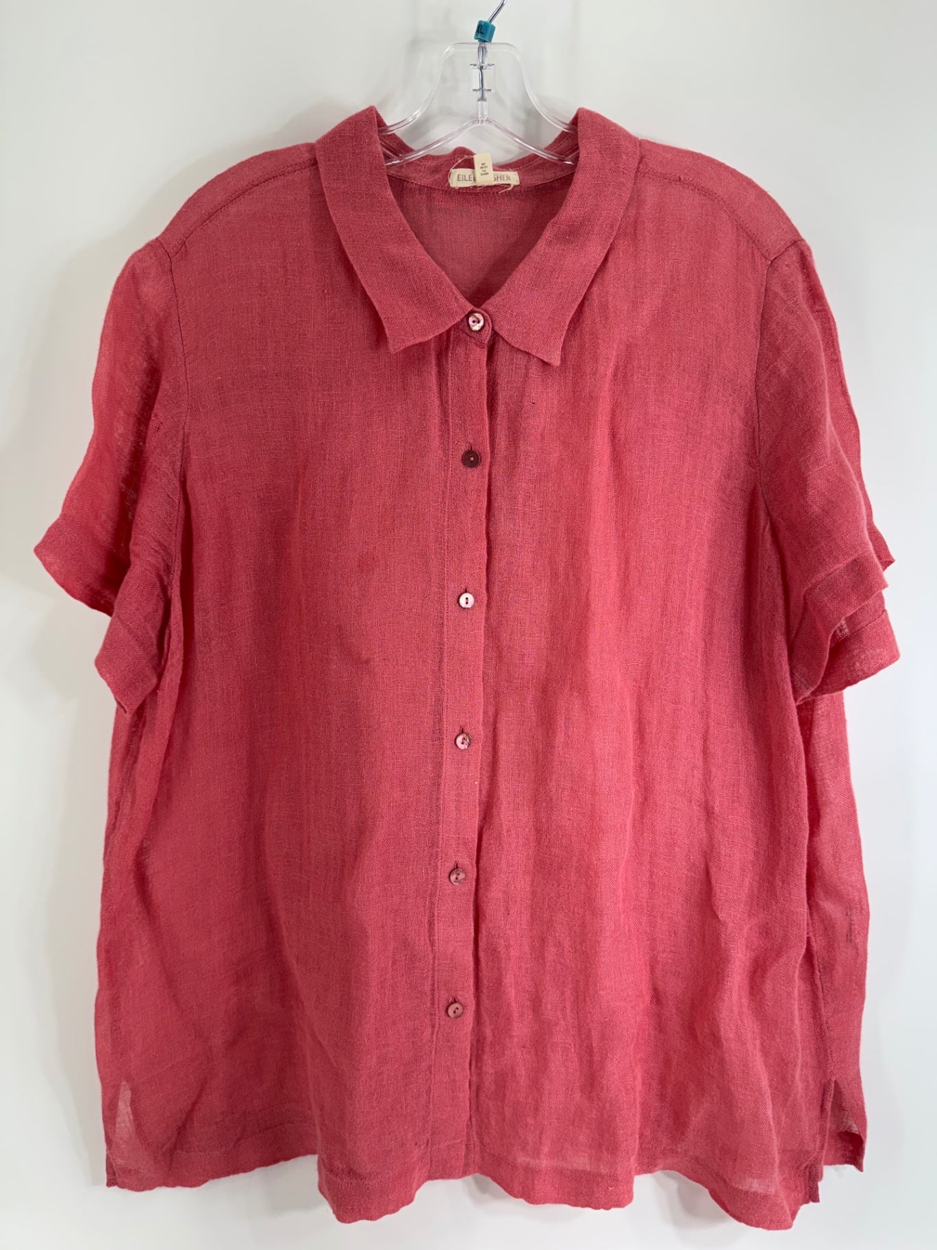 Eileen Fisher Pink Linen Button Up