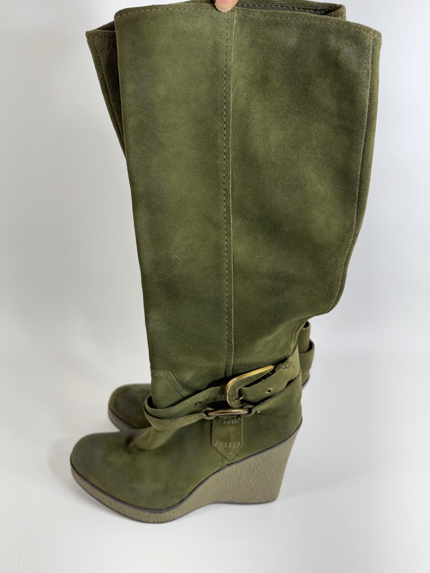 Nine West Olive Leather Knee High Boots