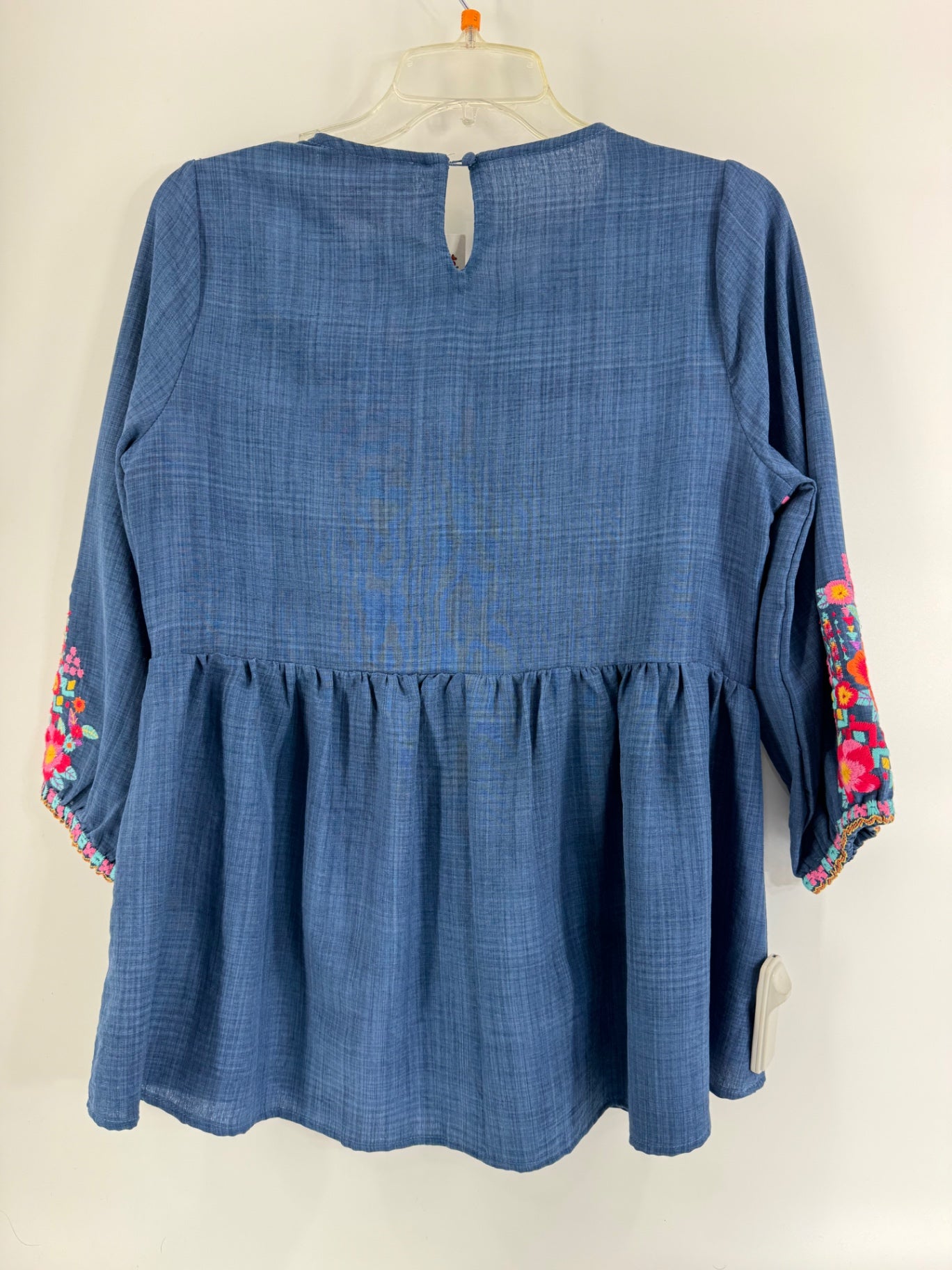 Savanna Jane Blue Multi-Colored Embroidered Blouse
