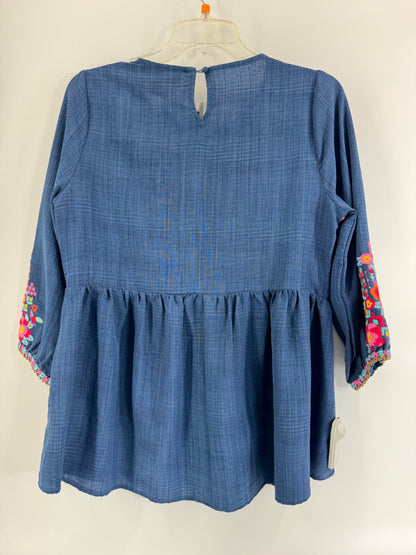 Savanna Jane Blue Multi-Colored Embroidered Blouse