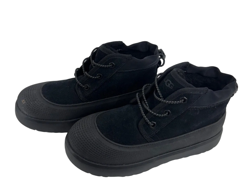 Kids UGG Plush Black Waterproof Suede Short Boots Size 3