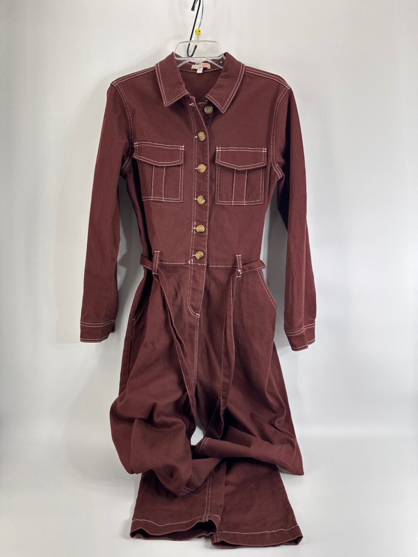 GB Maroon Denim Jumpsuit