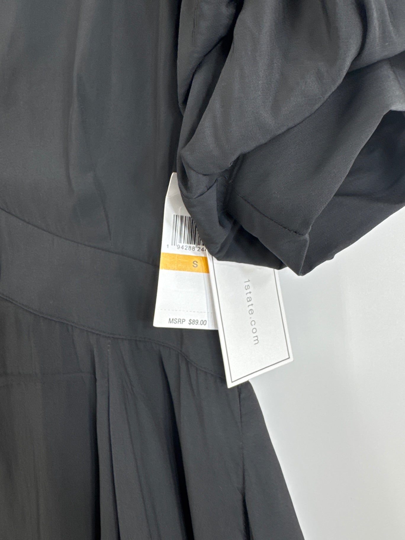 1 State Black Puffy Sleeve Dress
