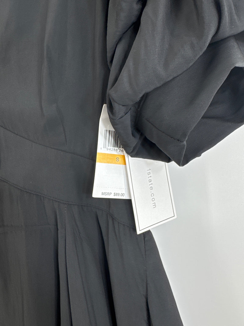 1 State Black Puffy Sleeve Dress