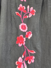 Johnny Was Black Pink Embroidered Linen Skirt M Medium