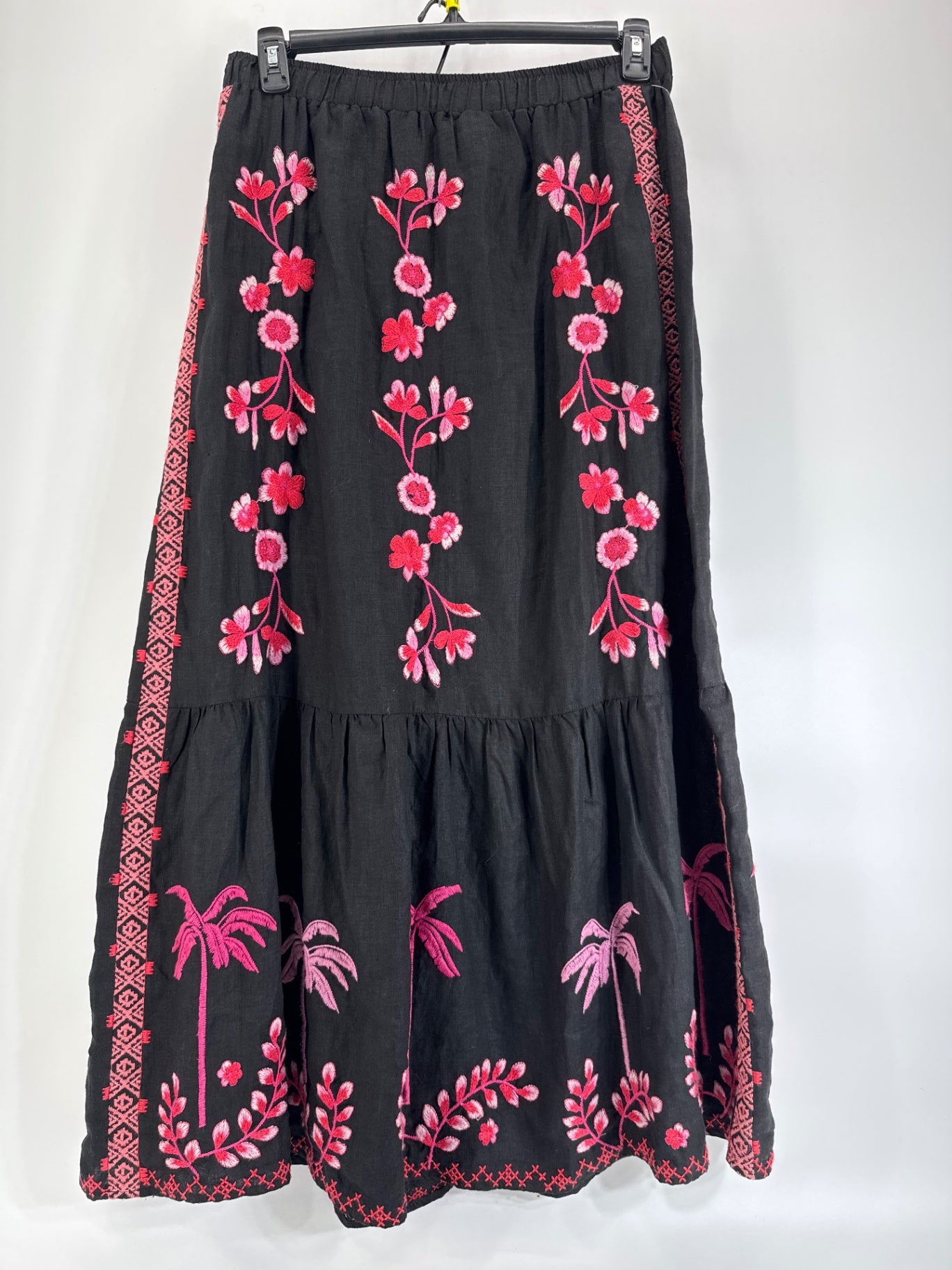 Johnny Was Embroidered Skirt M Black