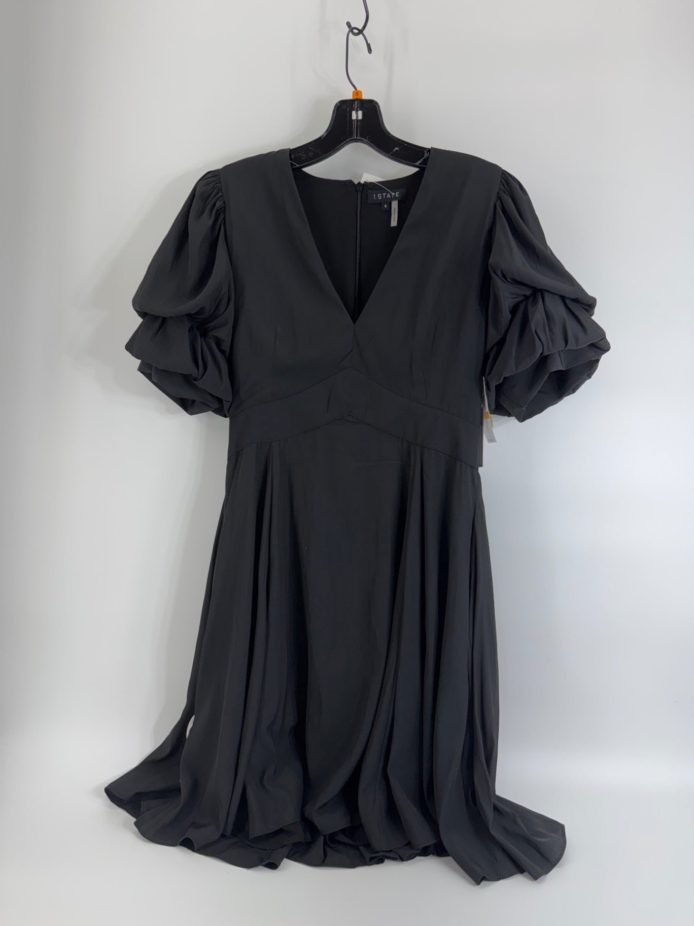 1 State Black Puffy Sleeve Dress