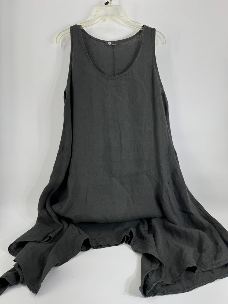 Gray Sleeveless Linen Dress