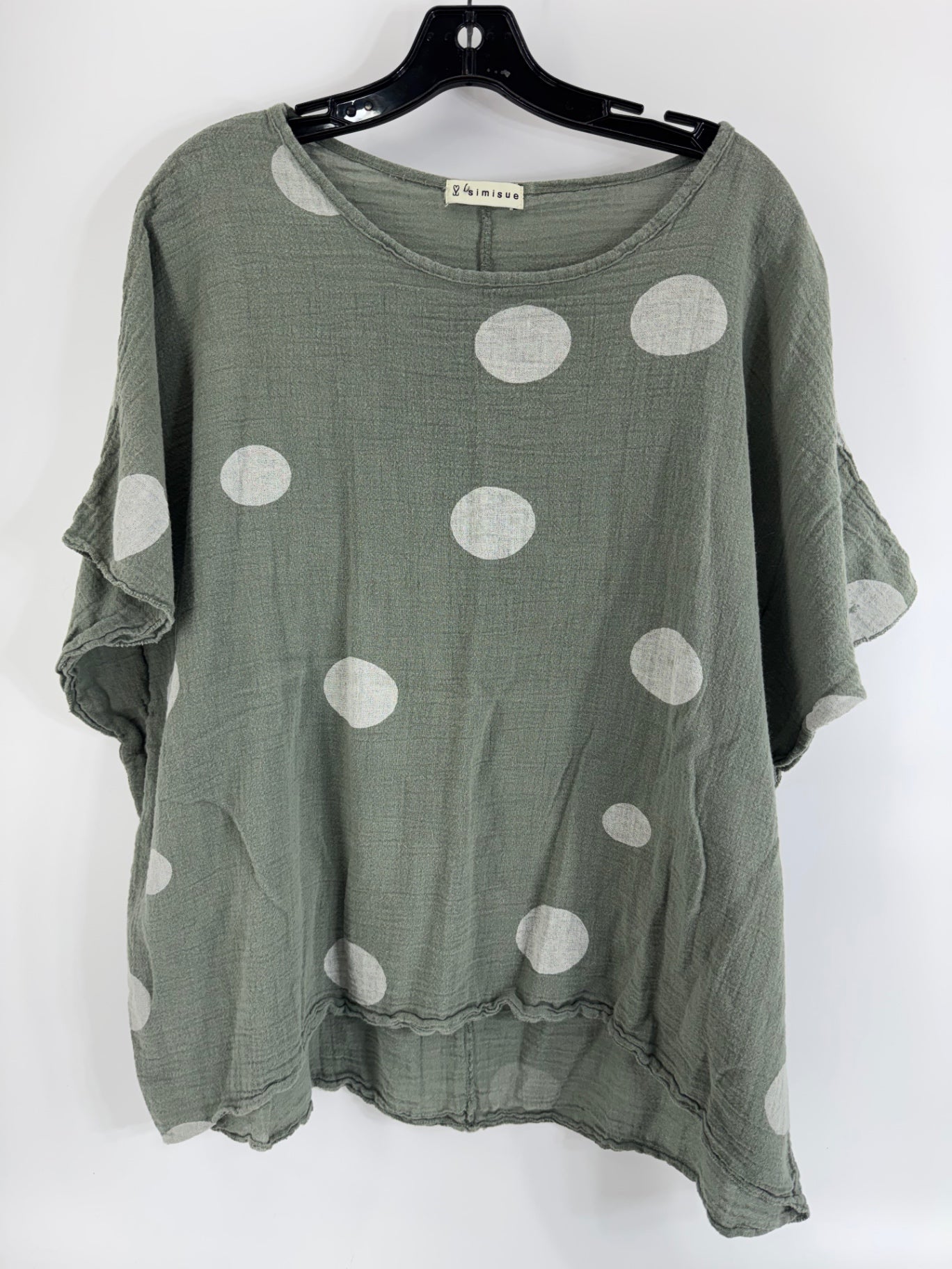 simisue Olive Green Top with Dots