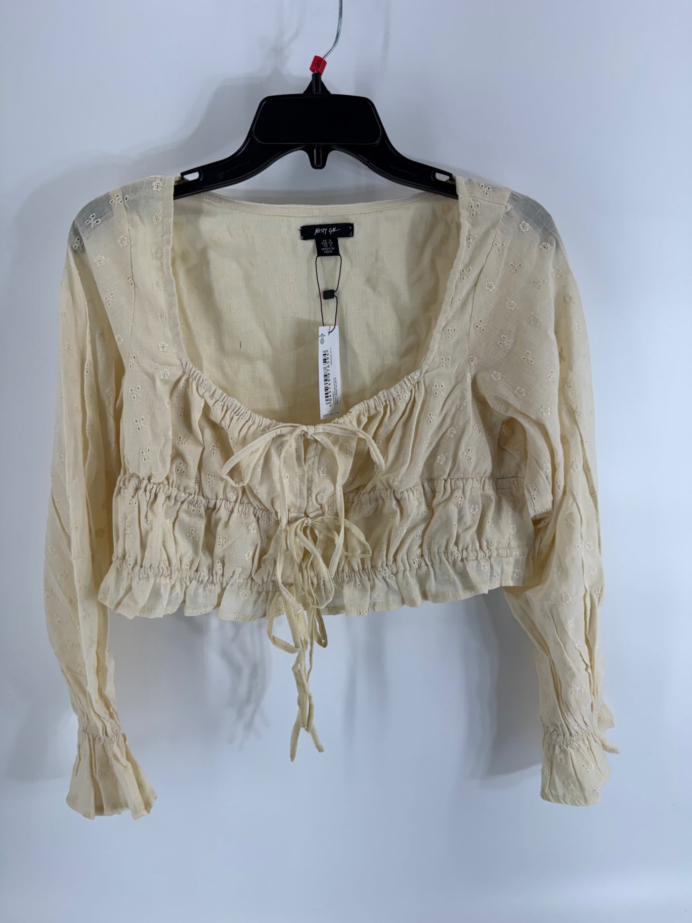 Nasty Gal Cream Eyelet Blouse