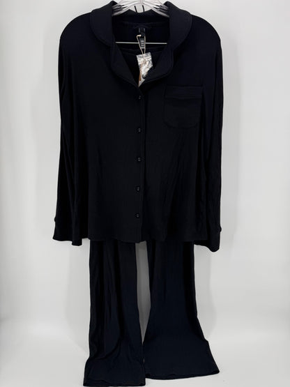 Skims Black Rib Knit Pajama Set