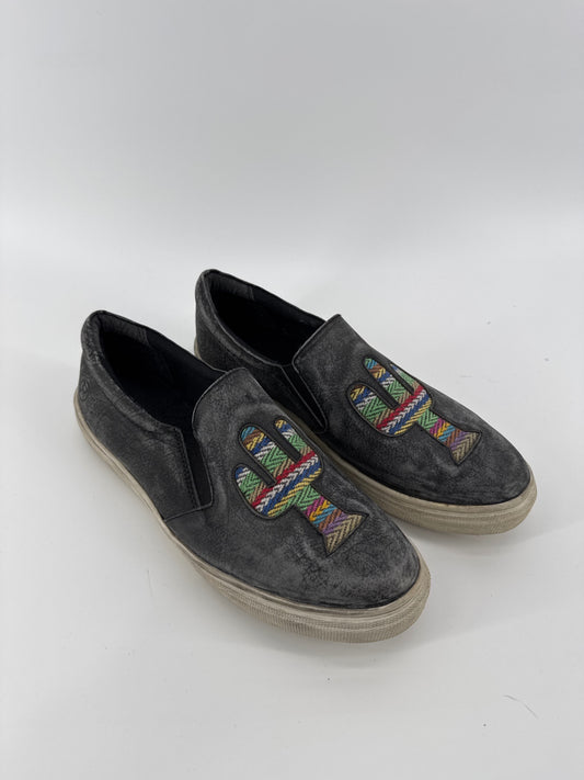 Roper Black Leather Embroidered Cactus Shoes