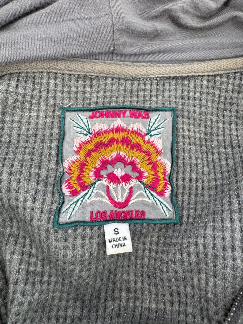 Johnny Was Metallic Thermal Gray Hoodie