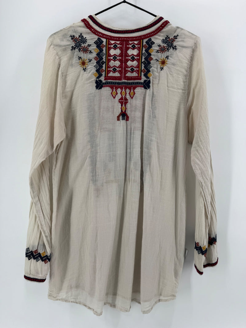 Biya Johnny Was Cream LS Embroidered Tunic