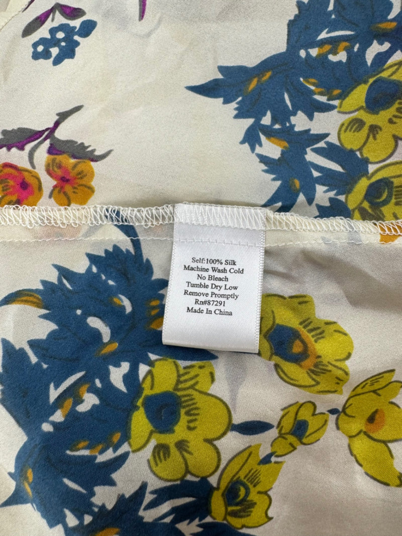 Johnny Was Cream Floral Silk Dress Size Small