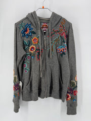 Johnny Was Metallic Thermal Gray Hoodie