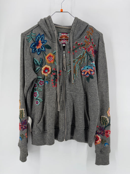 Johnny Was Metallic Thermal Gray Hoodie