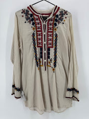 Biya Johnny Was Cream LS Embroidered Tunic