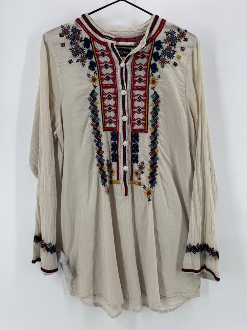 Biya Johnny Was Cream LS Embroidered Tunic