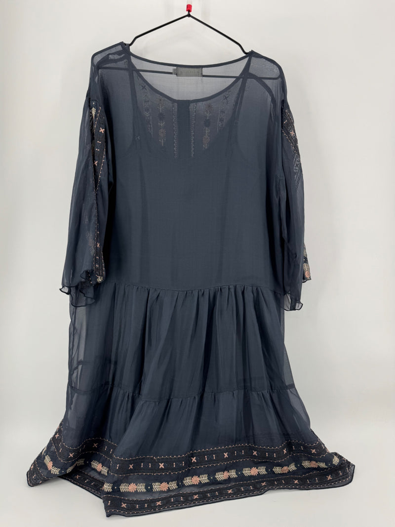 4 Love And Liberty Navy Sheer Dress w/ Slip Size XS