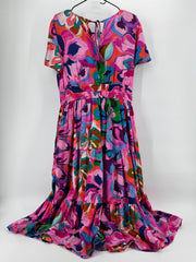 Johnny Was Pink Short Sleeve Floral Dress