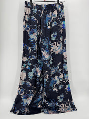 Johnny Was Blue Silk Floral Pants