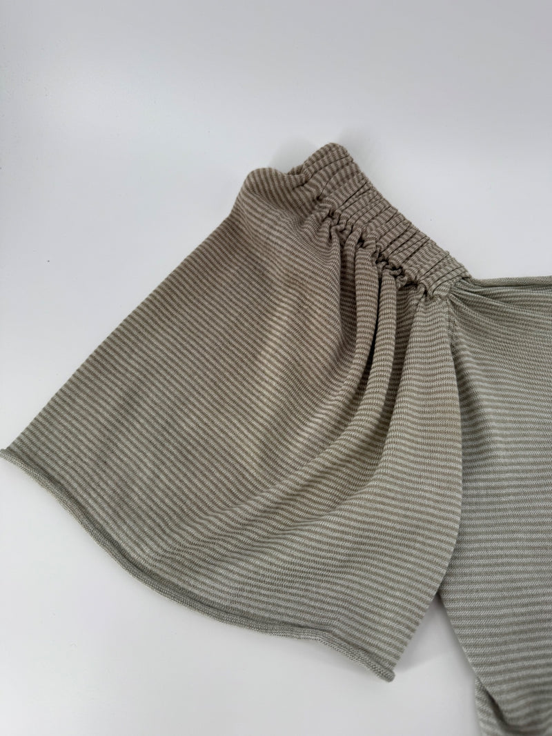 Prada Sage Striped Open Shoulder Blouse Size 40