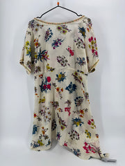 Johnny Was Cream Floral Silk Dress Size Small