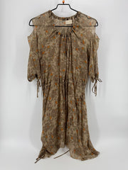 4 Love And Liberty Brown Half Sleeve Sheer Dress Size Small