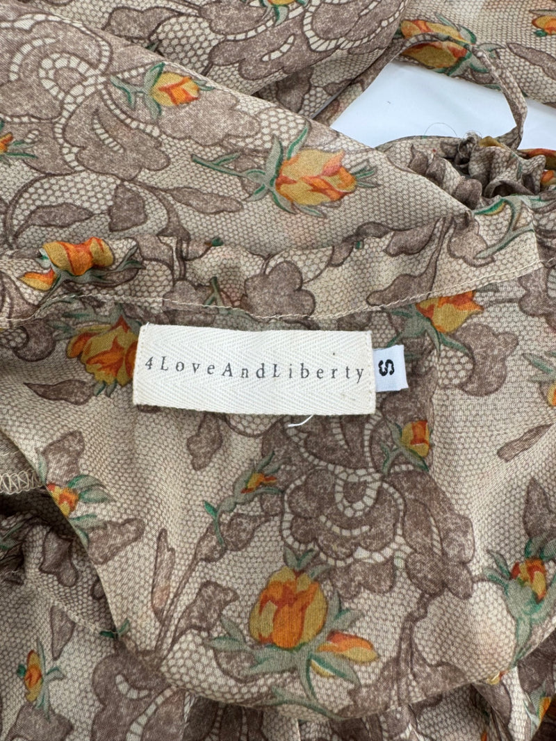 4 Love And Liberty Brown Half Sleeve Sheer Dress Size Small