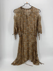 4 Love And Liberty Brown Half Sleeve Sheer Dress Size Small