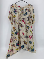 Johnny Was Cream Floral Silk Dress Size Small