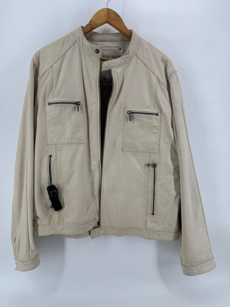 Wilsons Leather Motorcycle Jacket Cream Size Large